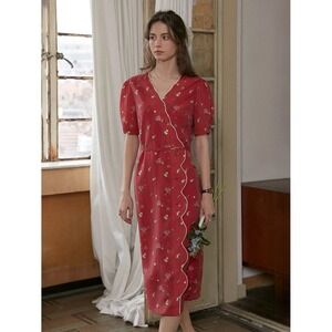 knee length dresses for ladies Effortless Grace Green Button Front Ruched Midi Dress main image 0